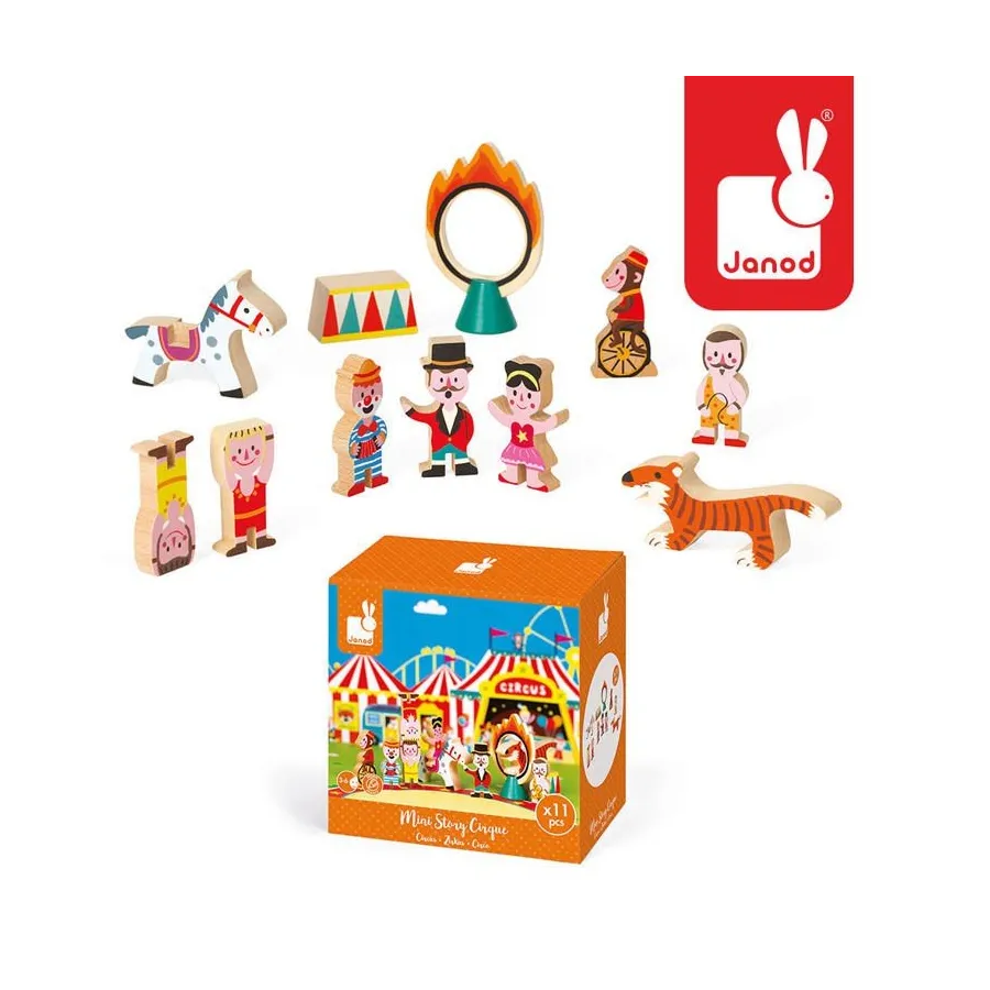 Janod Circus Wooden Set 11 elemek gyűjteménye -
