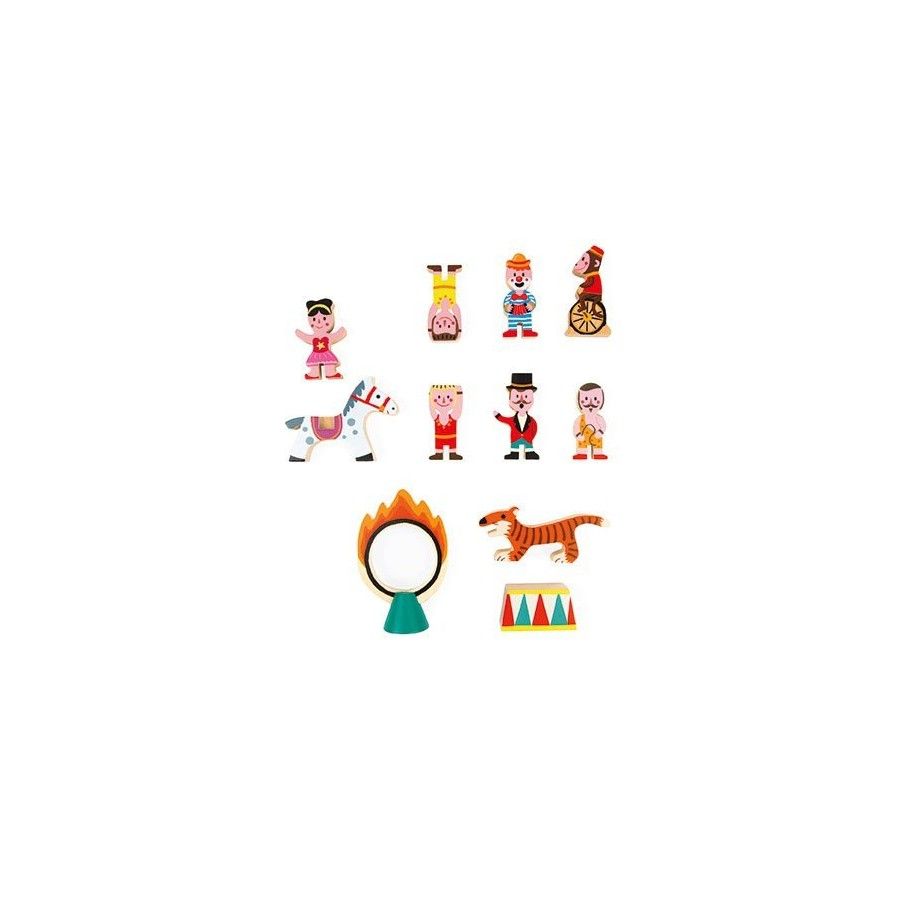 Janod Set circo in legno, 11 elementi, collezione Story