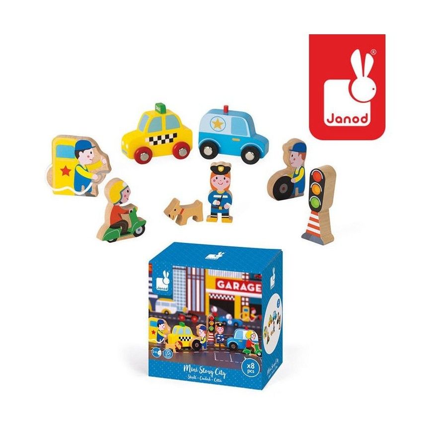 Janod City of eight-piece wooden set Story collection