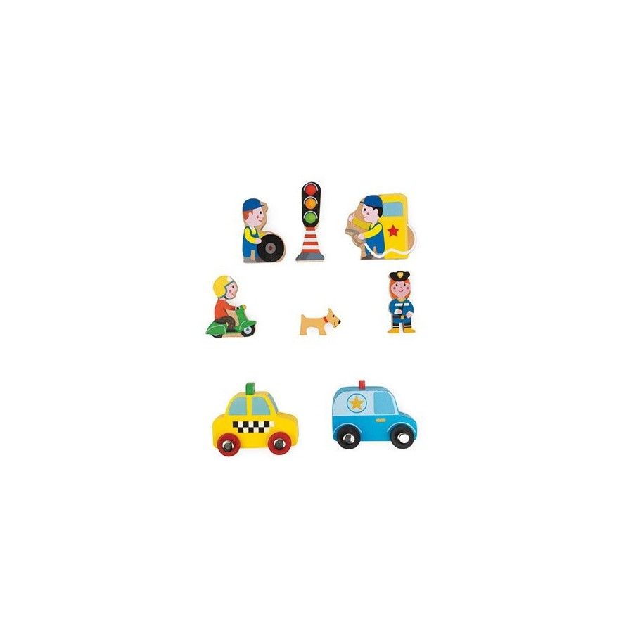 Janod City of eight-piece wooden set Story collection