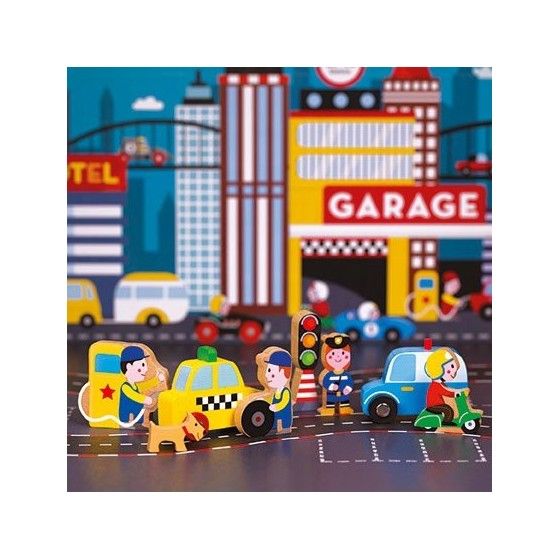 Janod City of eight-piece wooden set Story collection