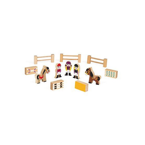 Horses Janod set of 12 wooden elements Story Collection