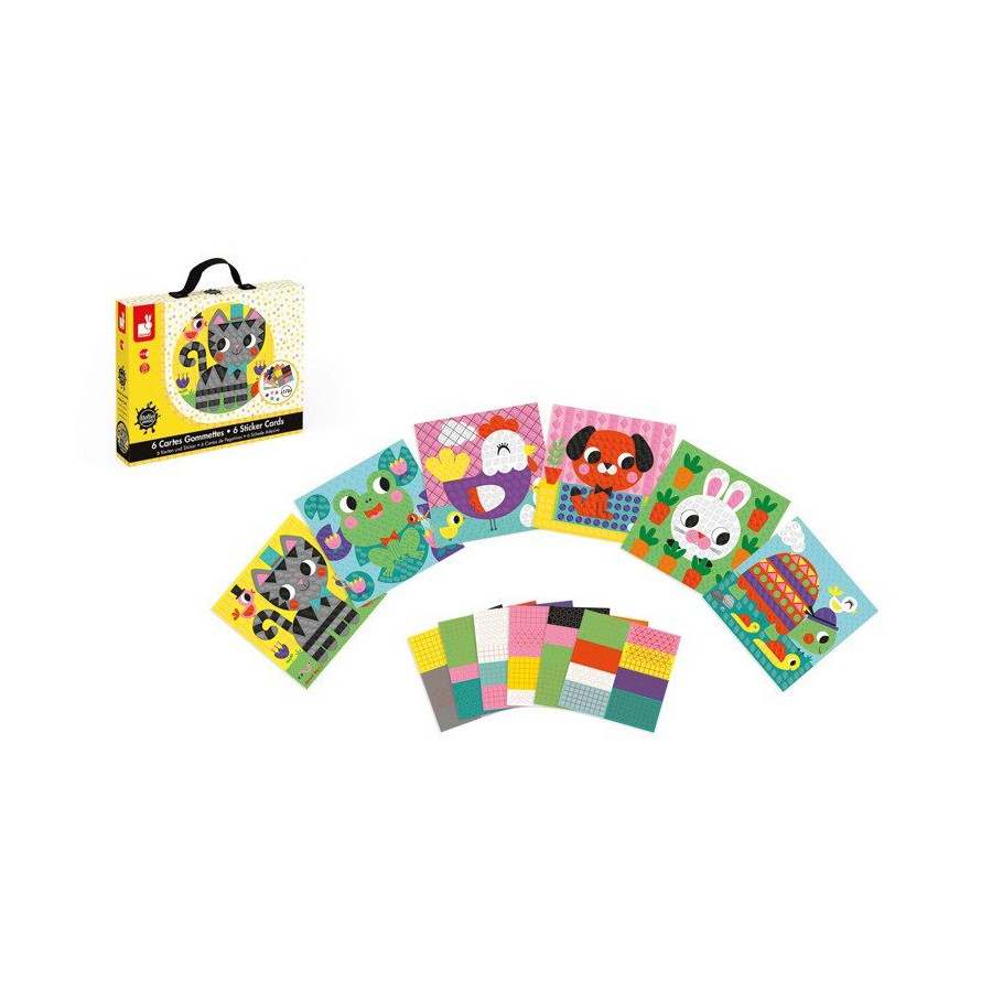Janod set of art cards with stickers Animals