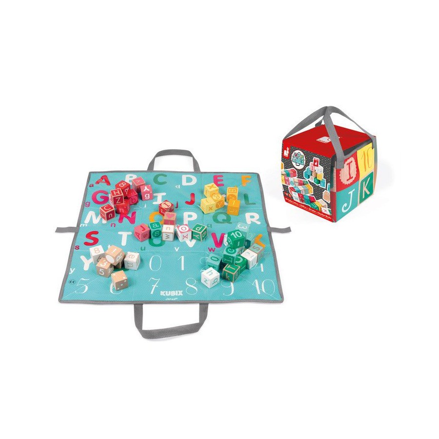 Janod Wooden blocks from the mat to play Kubix 40 pieces of