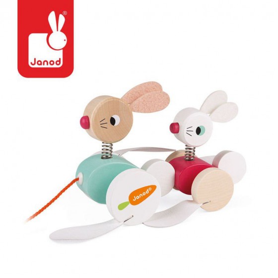 Janod wooden bunnies to pull