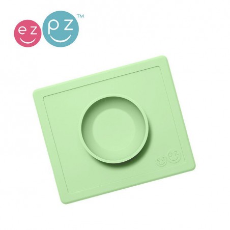 EZPZ Silikonowa miseczka z podkladka 2w1 Happy Bowl pastelowa zielen