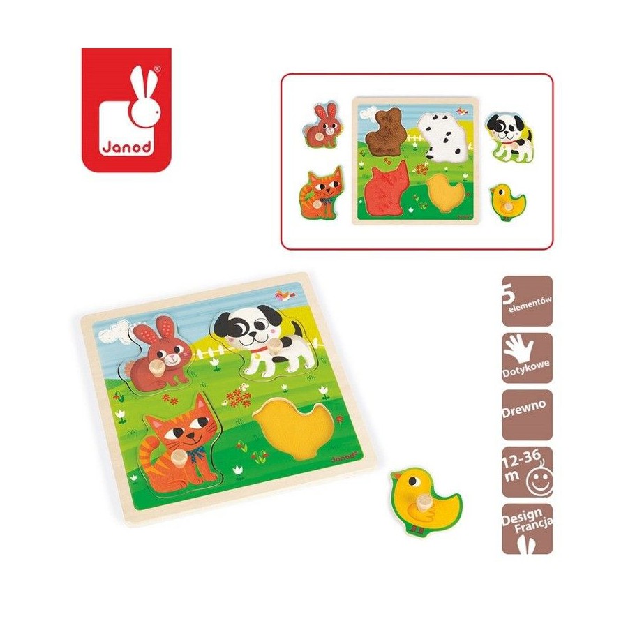 Janod, wooden puzzle sensory "My first pet"