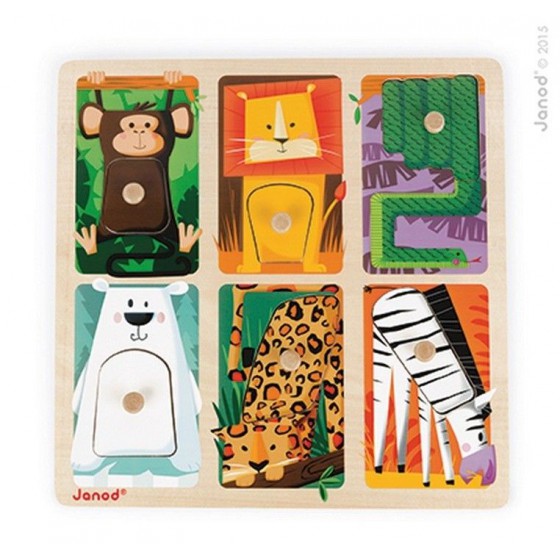 Janod, sensory Wooden Puzzle "Animal in the Zoo"