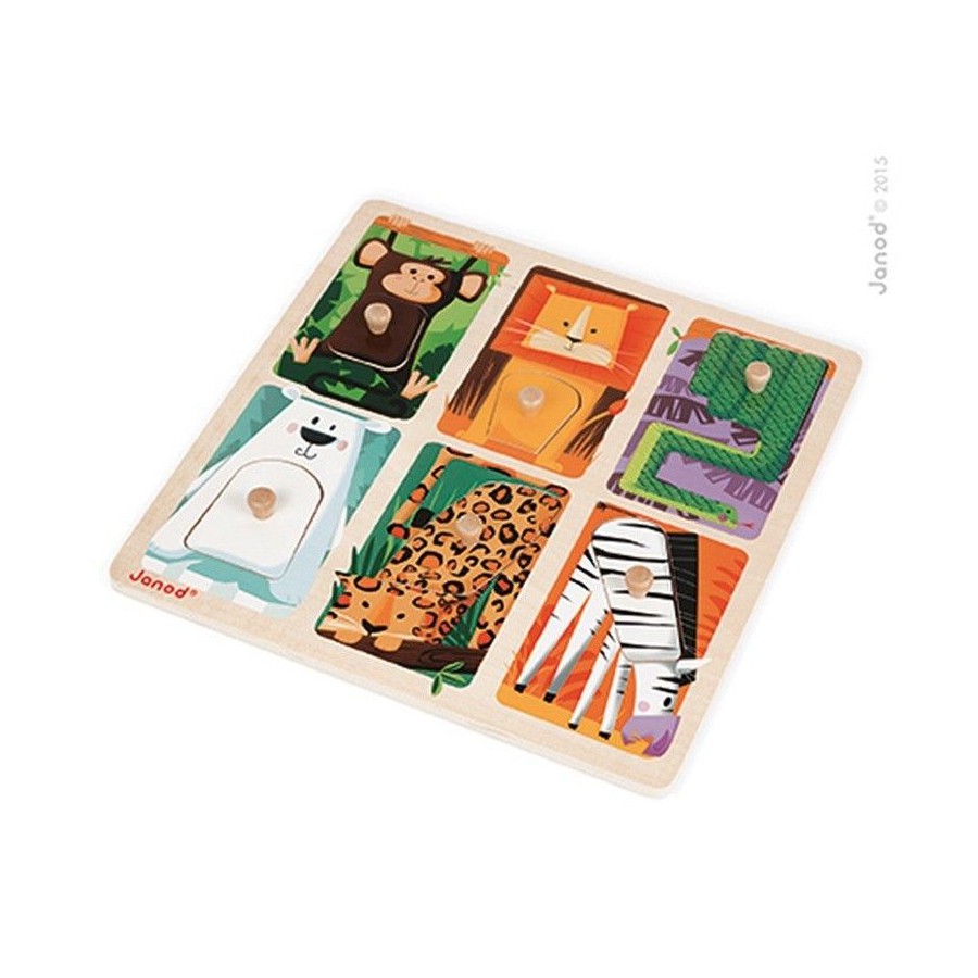 Janod, sensory Wooden Puzzle "Animal in the Zoo"