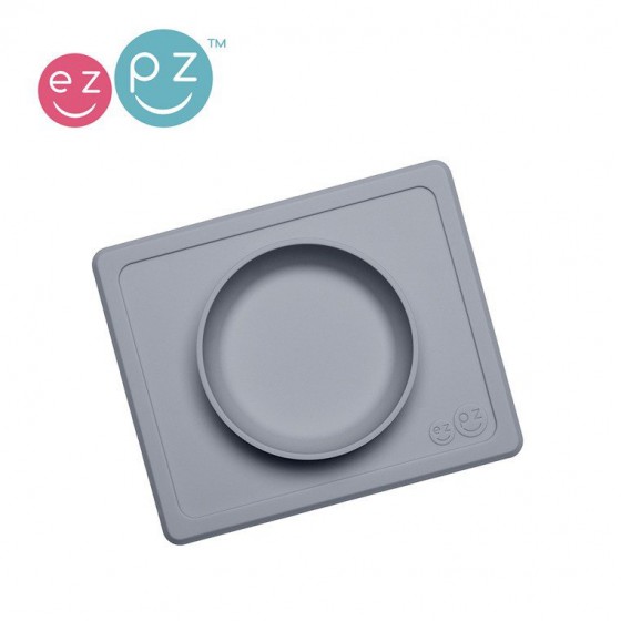 EZPZ silicone bowl with 2in1 pad Bowl Mini Gray