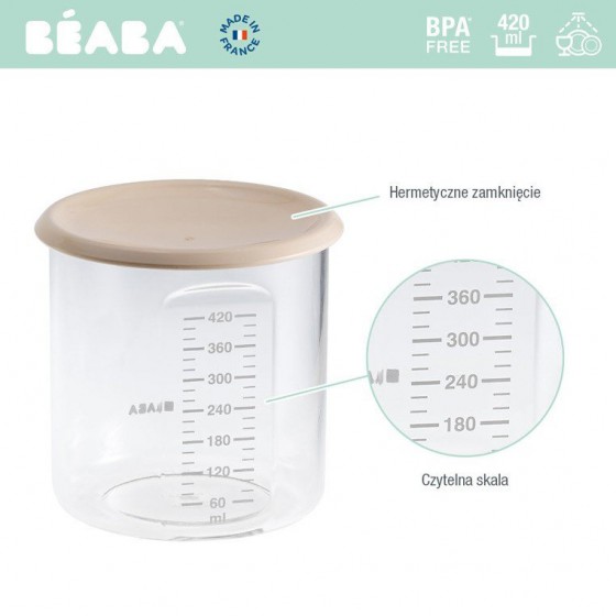 Beaba jar with hermetic closure 420 ml nude