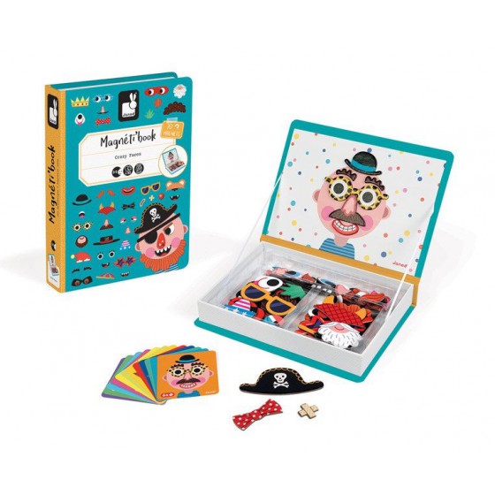 Janod Magnetic faces a puzzle Funny Boy Collection Magnetibook