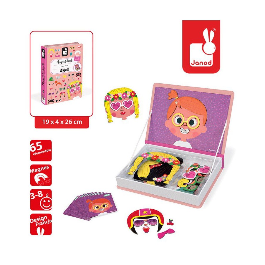 Janod Magnetic faces a puzzle Funny Girl Magnetibook