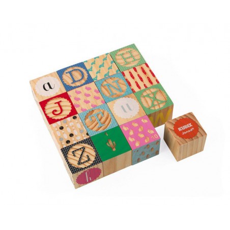 Janod Wooden blocks Kubix 16 pieces Alphabet