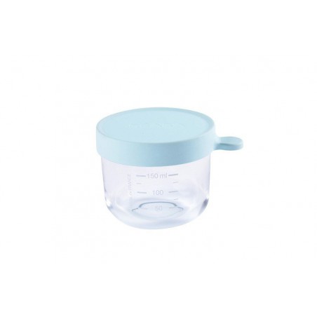 Beaba glass jar container with a hermetic closure 150 ml light blue