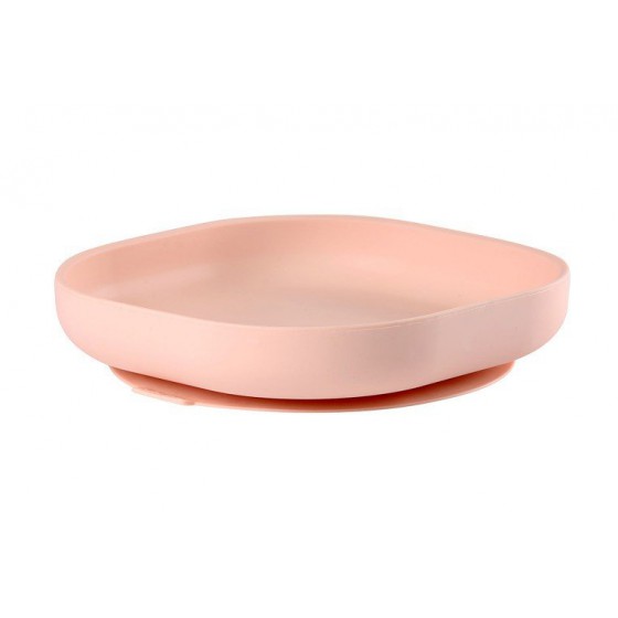 Beaba silicone suction cup with saucer pink