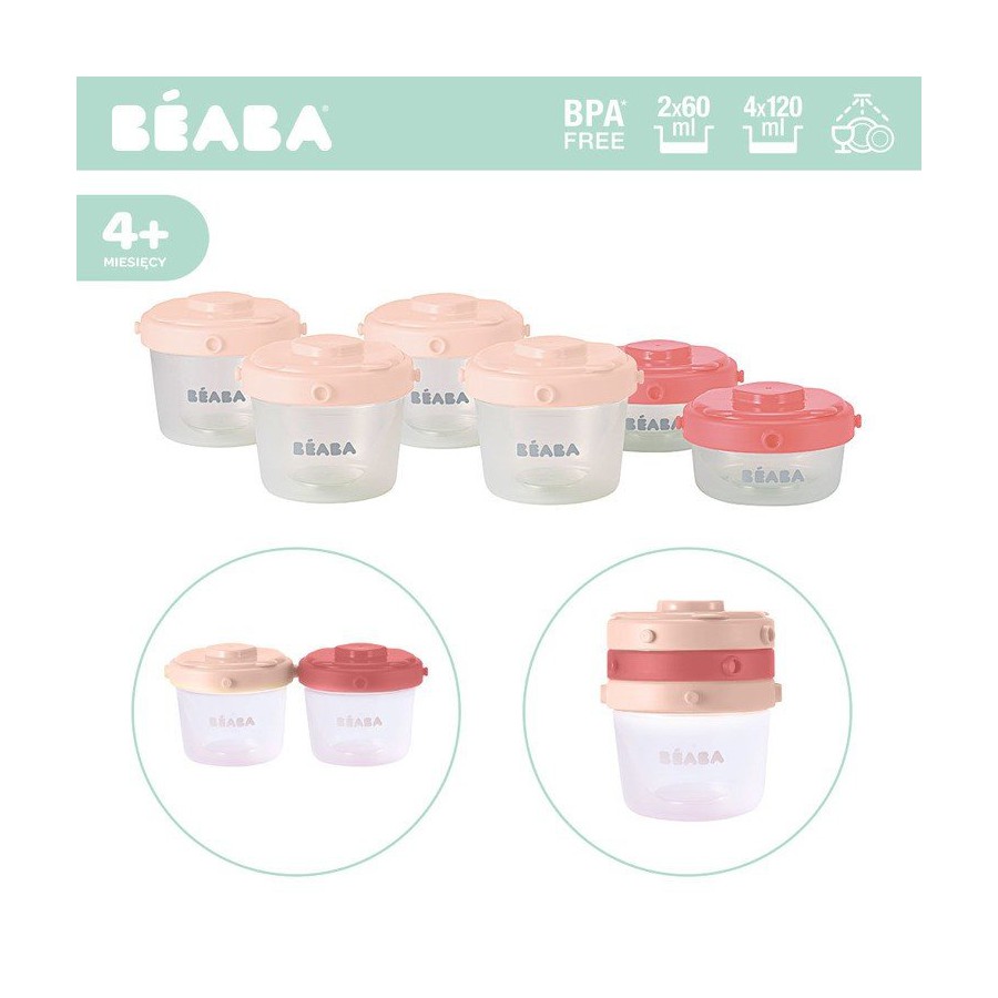 Beaba set of jars Clip 6 pcs. 60 ml and 120 ml pink