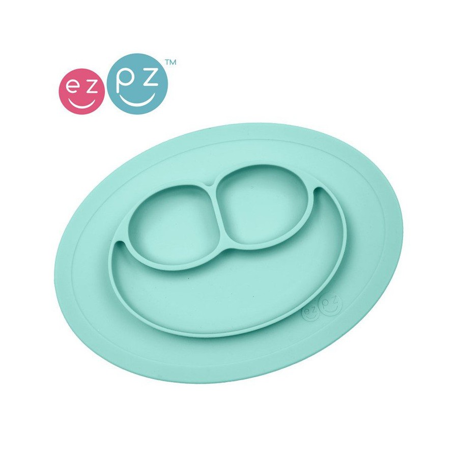 EZPZ silicone plate with a small pad 2in1 Mini Mat pastel blue