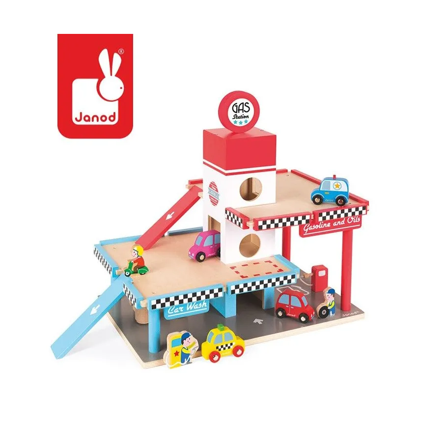 JANOD Gas station wooden garage with 8 elements