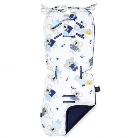 La Millou VELVET COLLECTION - THICK STROLLER PAD - HELLO WORLD - ROYAL NAVY