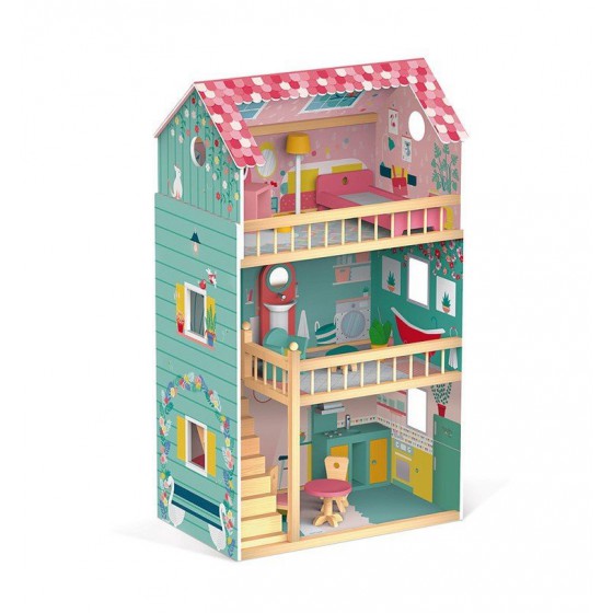 Janod XL dollhouse with 12 Happy Day accessories