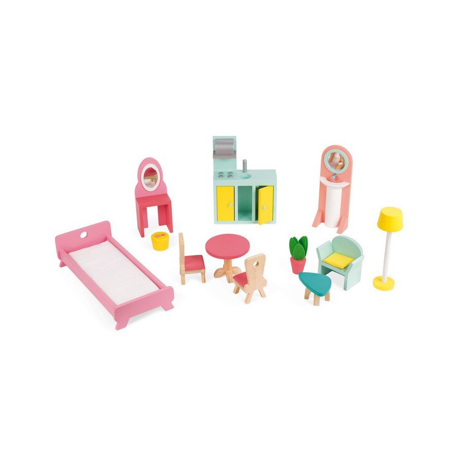 Janod Dollhouse XL with 12 accessories Happy Day