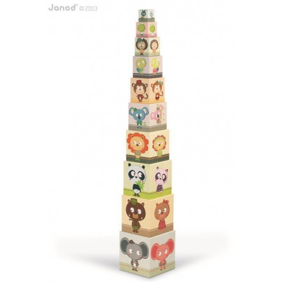 JANOD Piramida wieża 10 kostek Zwierzęta