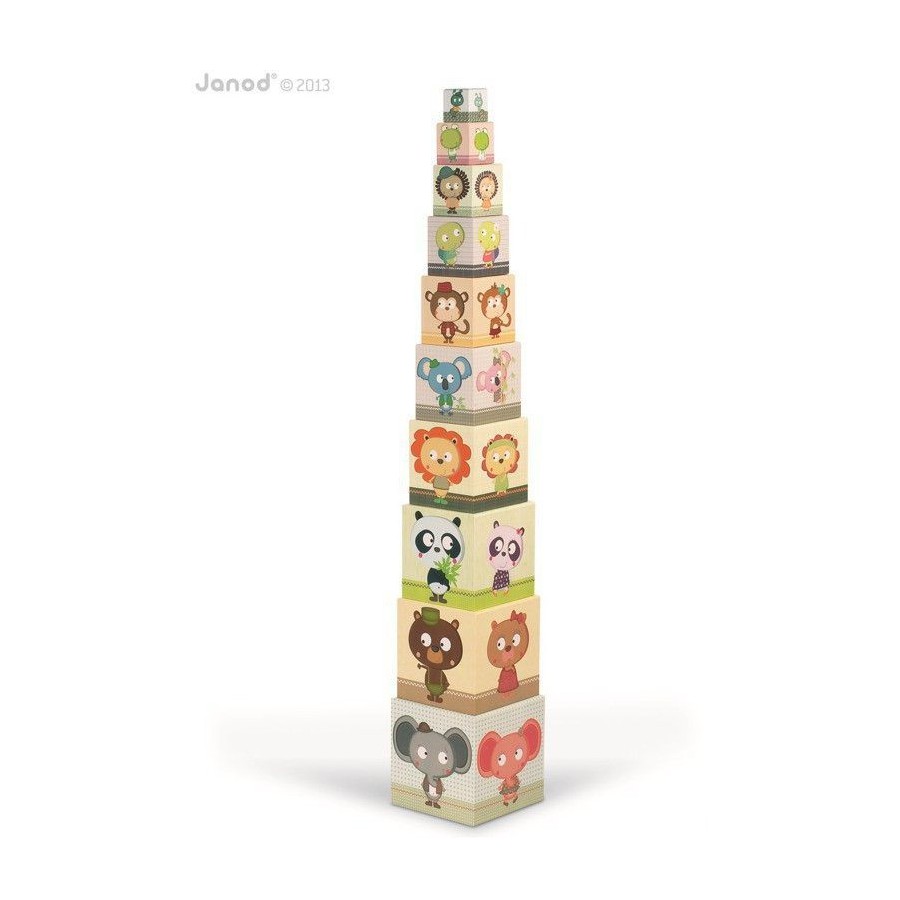 JANOD Piramida wieża 10 kostek Zwierzęta