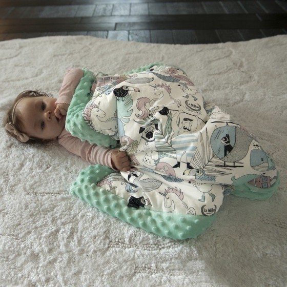 LA baby blanket Millou LADY PINK PEONY POWDER BY Małgorzata