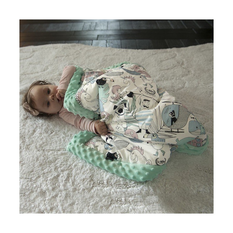 LA baby blanket Millou LADY PINK PEONY POWDER BY Małgorzata