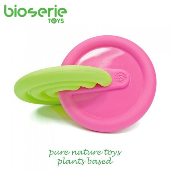 Interlocking Bioserie Disks & teether - Pink & Green sensory