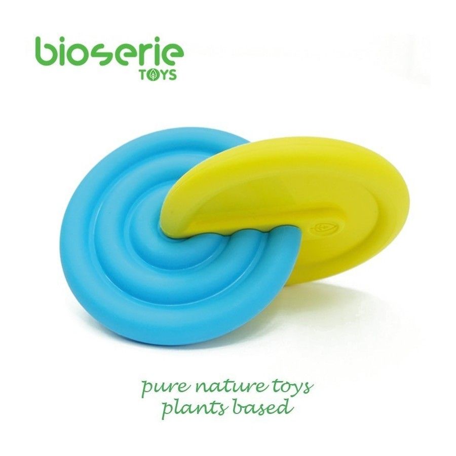 Bioserie Interlocking Disks & Teether - Блакітны і жоўты