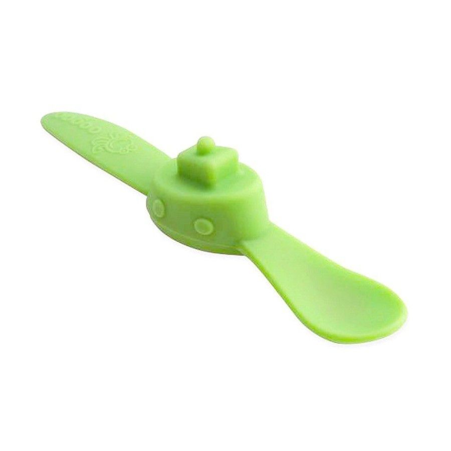 oogaa Green Boat silicone feeding spoon