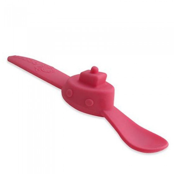 oogaa - silicone feeding spoon, pink boat