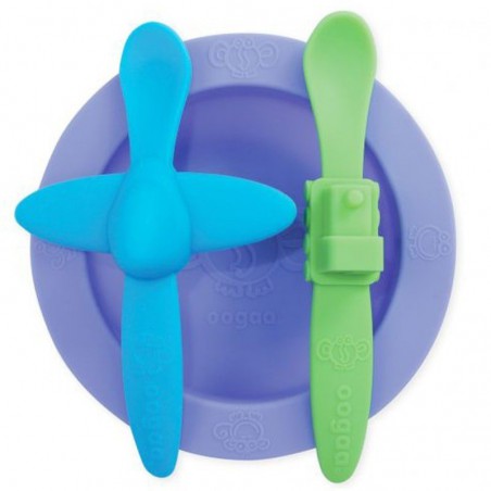 Ooga Purple Meal Set 2 silicone plate and 2 tsp