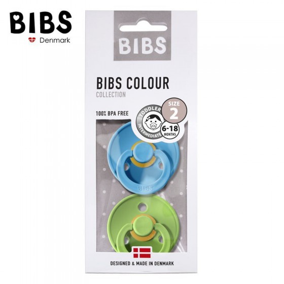 BIBS-PACK 2 M CLEAR WATER & PEAR soother Hevea rubber