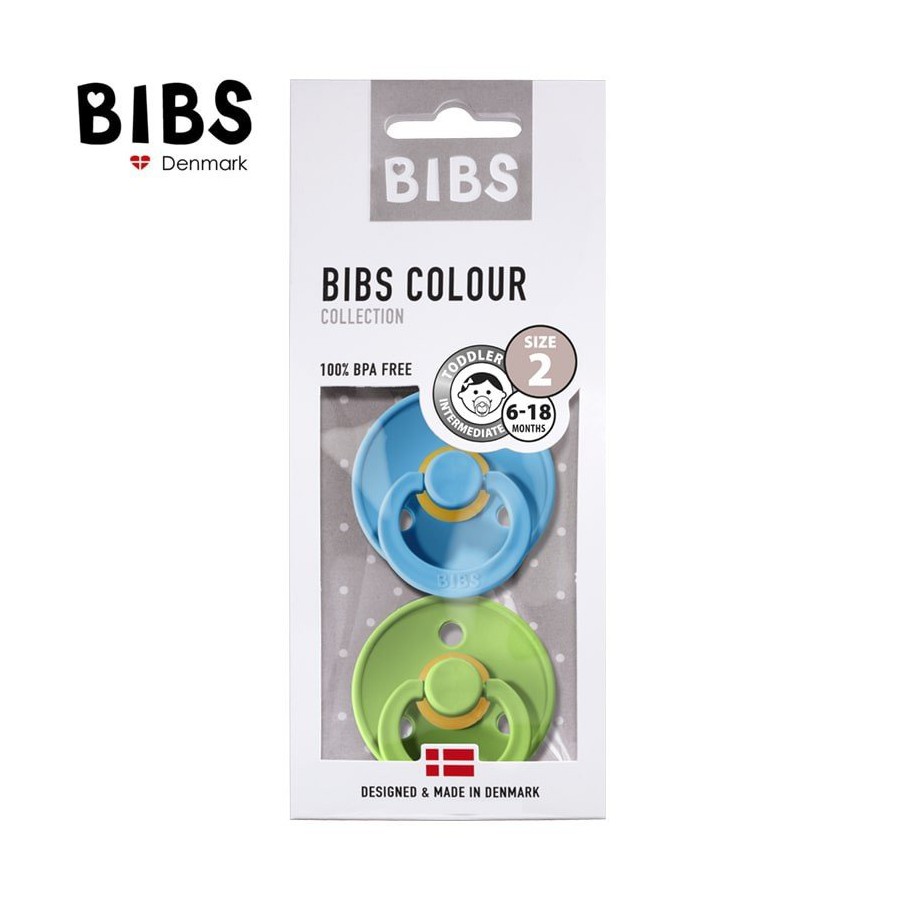 BIBS-PACK 2 M CLEAR WATER & PEAR soother Hevea rubber
