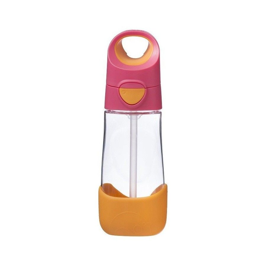 b.box Botella tritan con pajita 450 ml, batido de fresa
