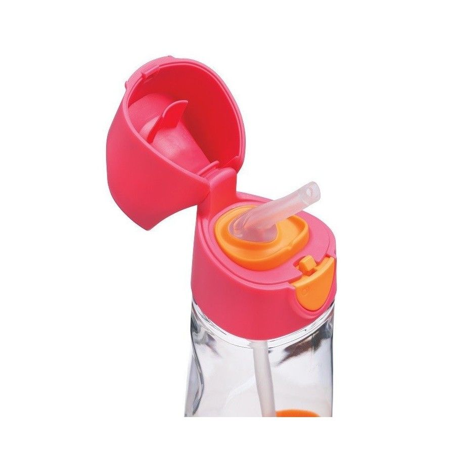 b.box Botella tritan con pajita 450 ml, batido de fresa