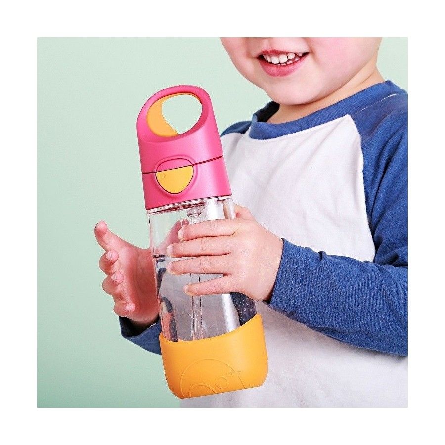 b.box Botella tritan con pajita 450 ml, batido de fresa
