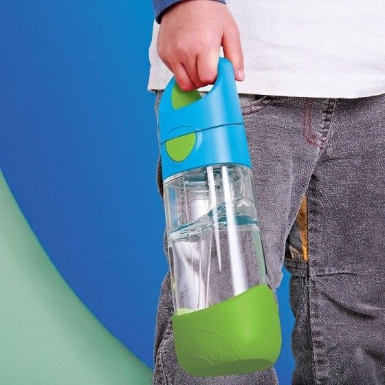 b.box Botella tritan con pajita 450 ml, batido de fresa