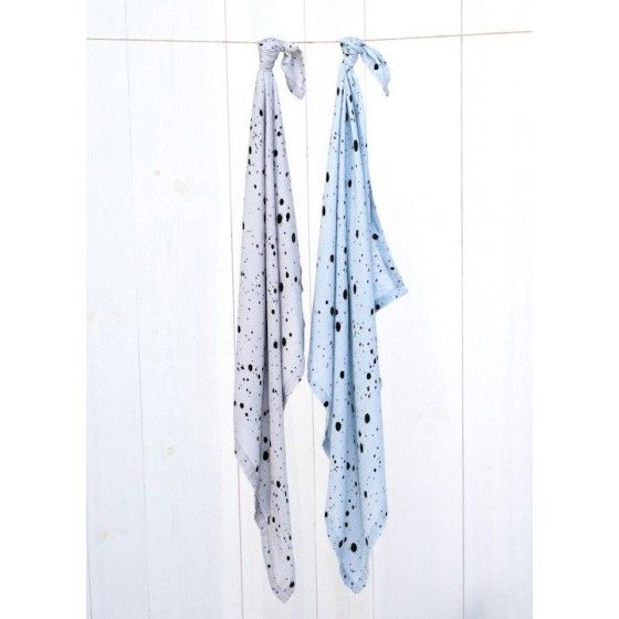 SLEEPEE 2 PIECES OF GREY/BLUE MUSLIN DIAPERS