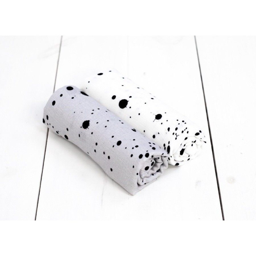 SLEEPEE 2 PIECES OF GREY/WHITE MUSLIN DIAPERS