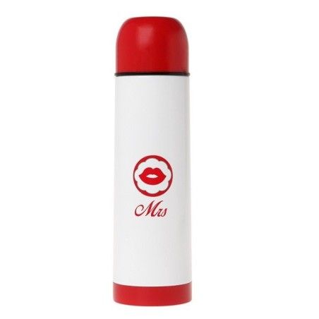 Kiokids Mevrouw Thermos voor dranken 500 ml, wit en rood