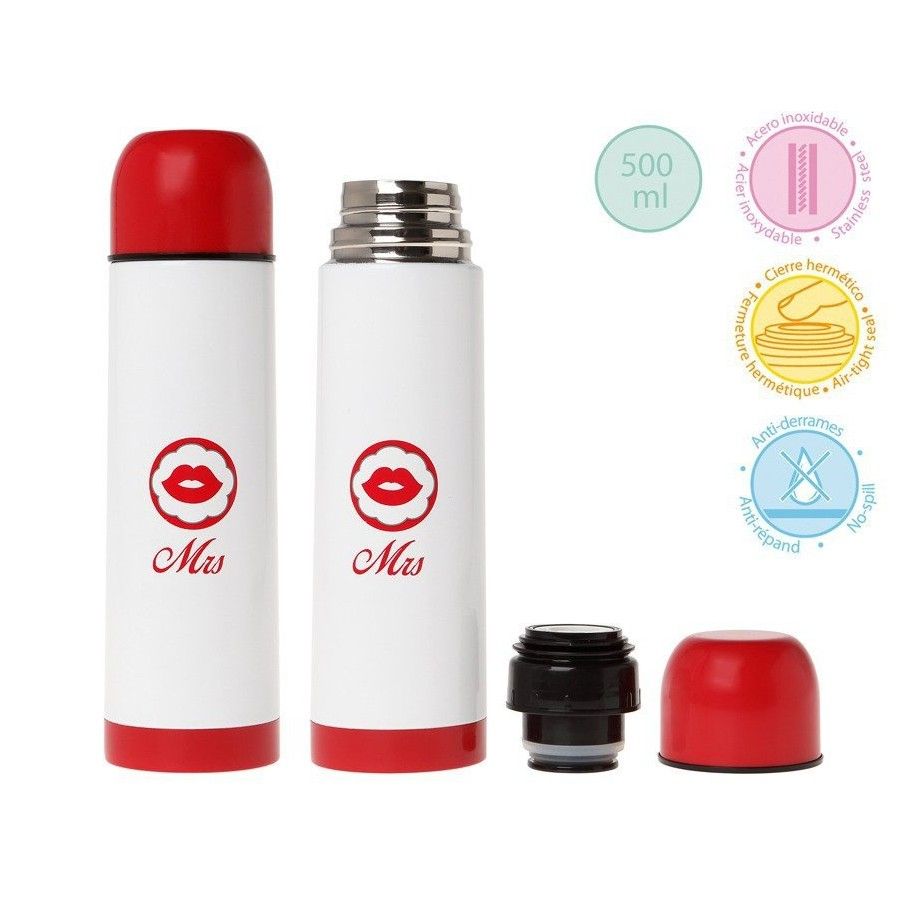 Kiokids Fru Termos för drycker 500 ml, vit och röd