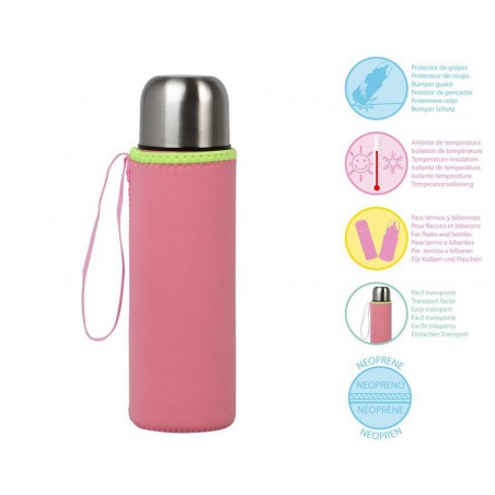 Kiokids holder or a thermos bottle, pink neoprene -