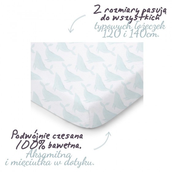 ColorStories - sheet to bed 120 / 60cm - AQUA WHALES