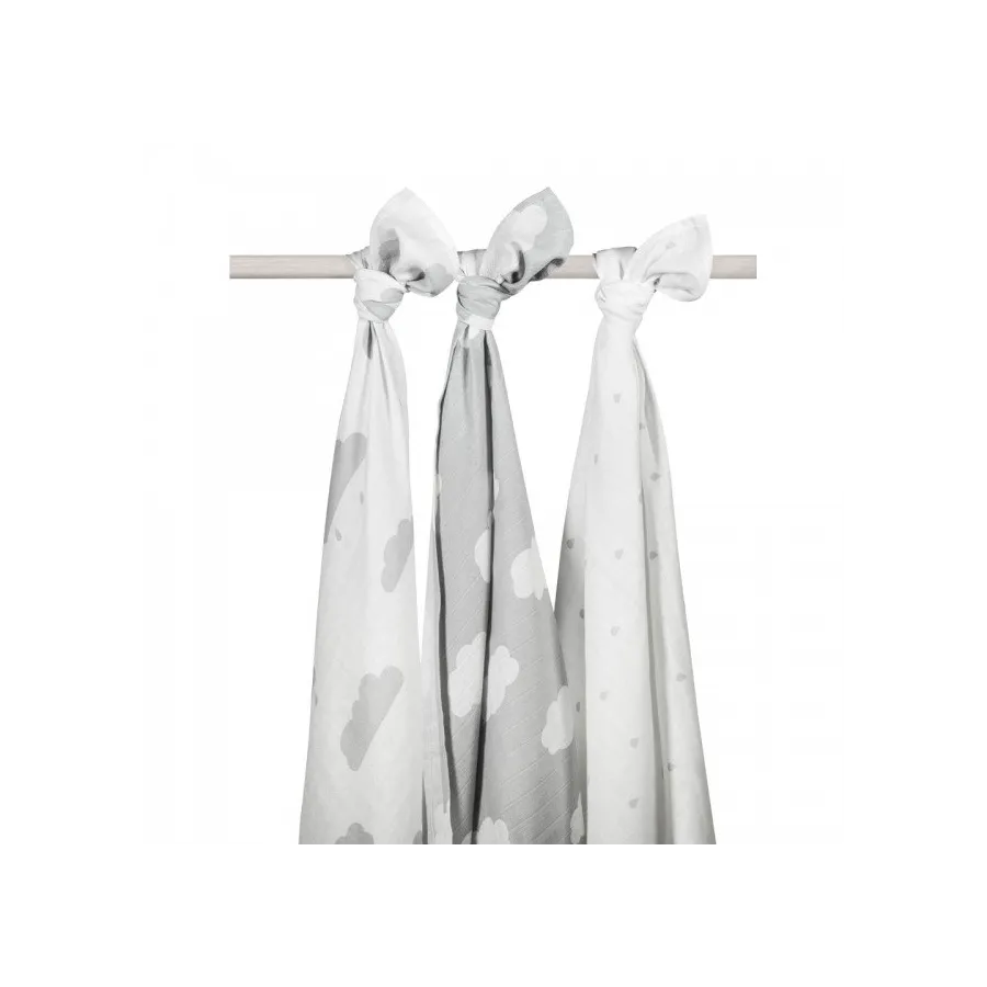 Large Jollein otulacz 115x115cm Gray sky 3 pieces Large Jollein otulacz 115x115cm Gray sky 3 pieces