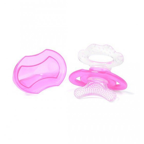 BabyOno silicone teether for babies PINK