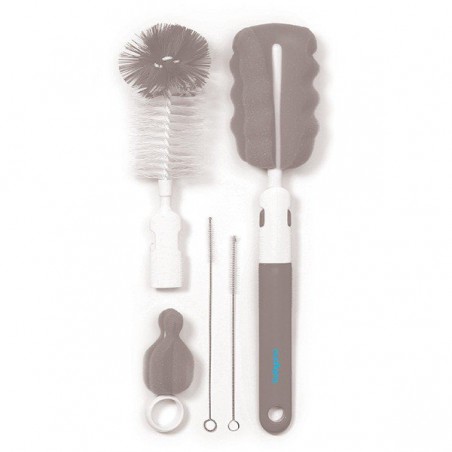BabyOno Brushes for bottles and teats with removable handle - gray